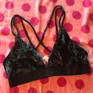 PINK black velvet unlined bralette